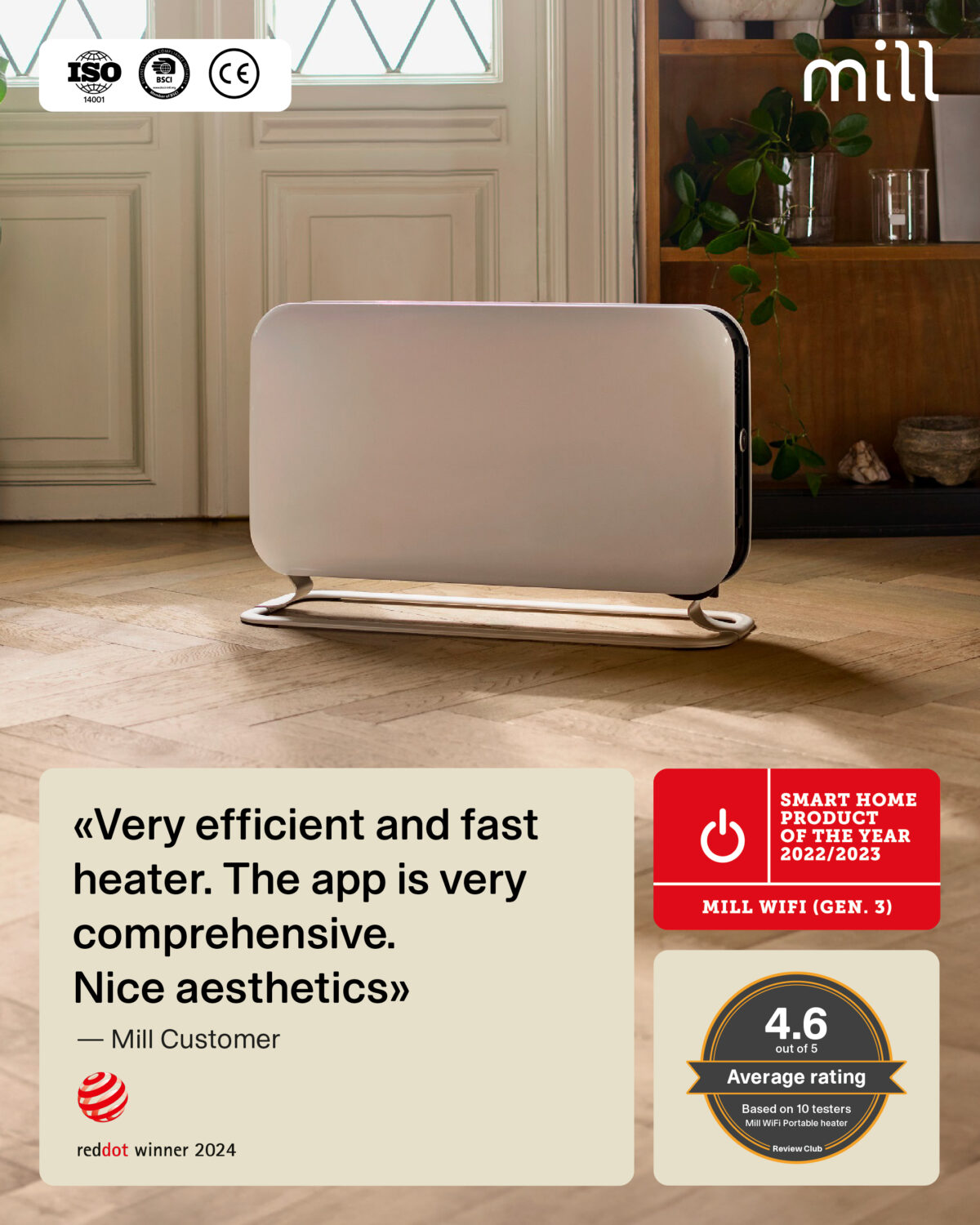 Mill | Portable Heater | CO1500MAXWIFI3 | Convection Heater | 1500 W | Suitable for rooms up to 14-18 m² | White | IPX4 - Image 9