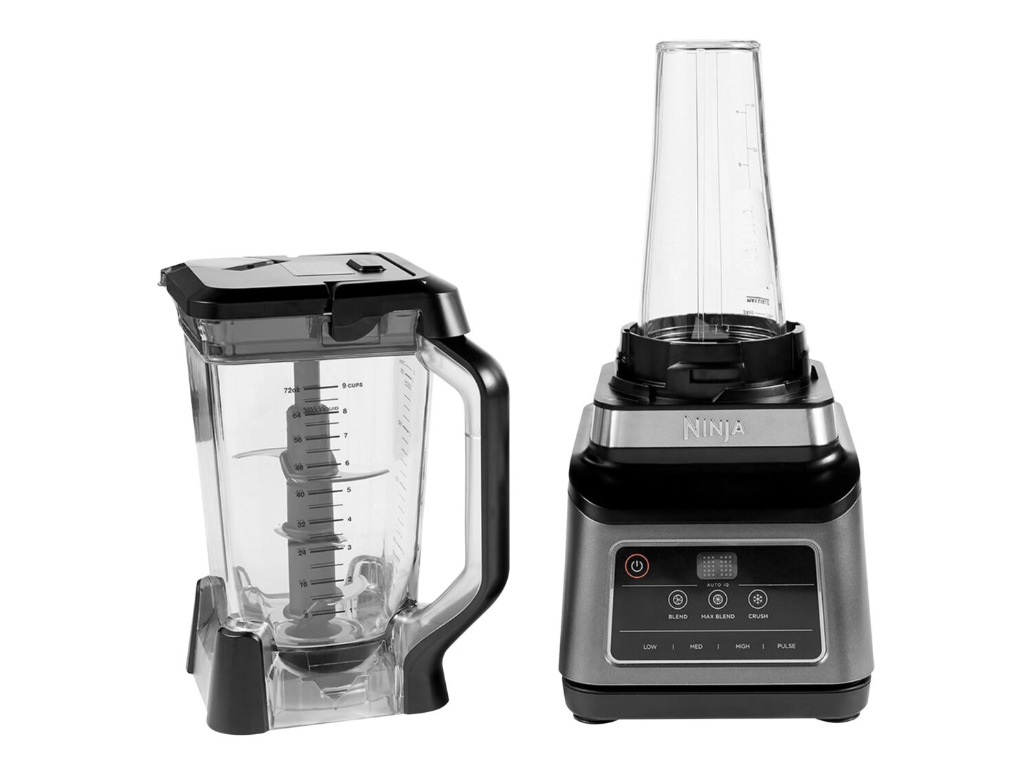 NINJA Mixer Blender 2in1 with Auto IQ | BN750EU | Tabletop | 1200 W | Jar material Plastic | Jar capacity 2.1+0.7 L | Ice crushing | Black/Silver