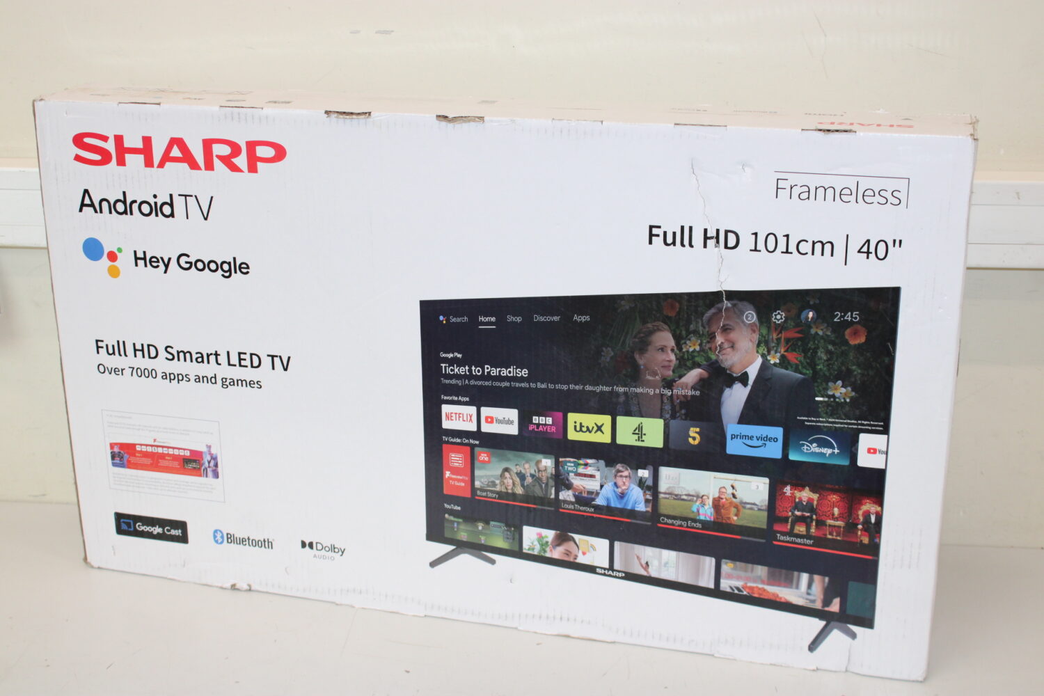 SALE OUT. Sharp 40FH2EA 40" (101cm) Full HD Android Frameless TV, DAMAGED PACKAGING | Sharp | 40FH2EA | 40" (101 cm) | Smart TV | Android TV | FHD | Black | DAMAGED PACKAGING