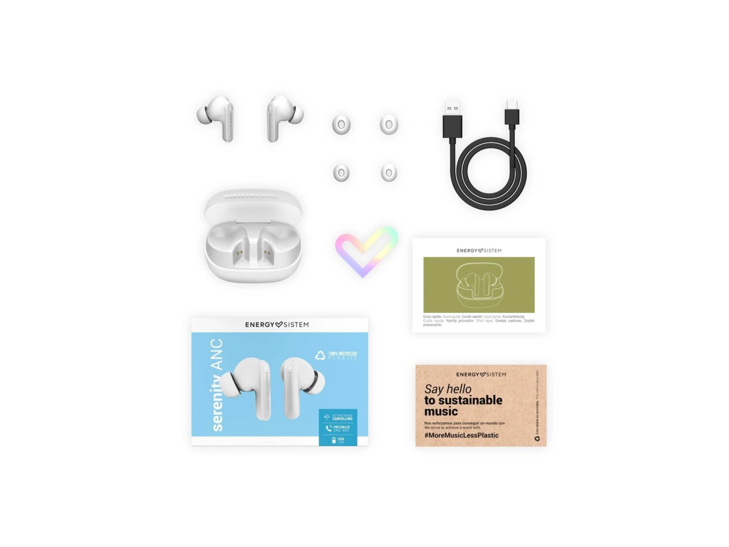 Energy Sistem True Wireless Earphones | Serenity ANC | Built-in microphone | Bluetooth | ANC | White - Image 3