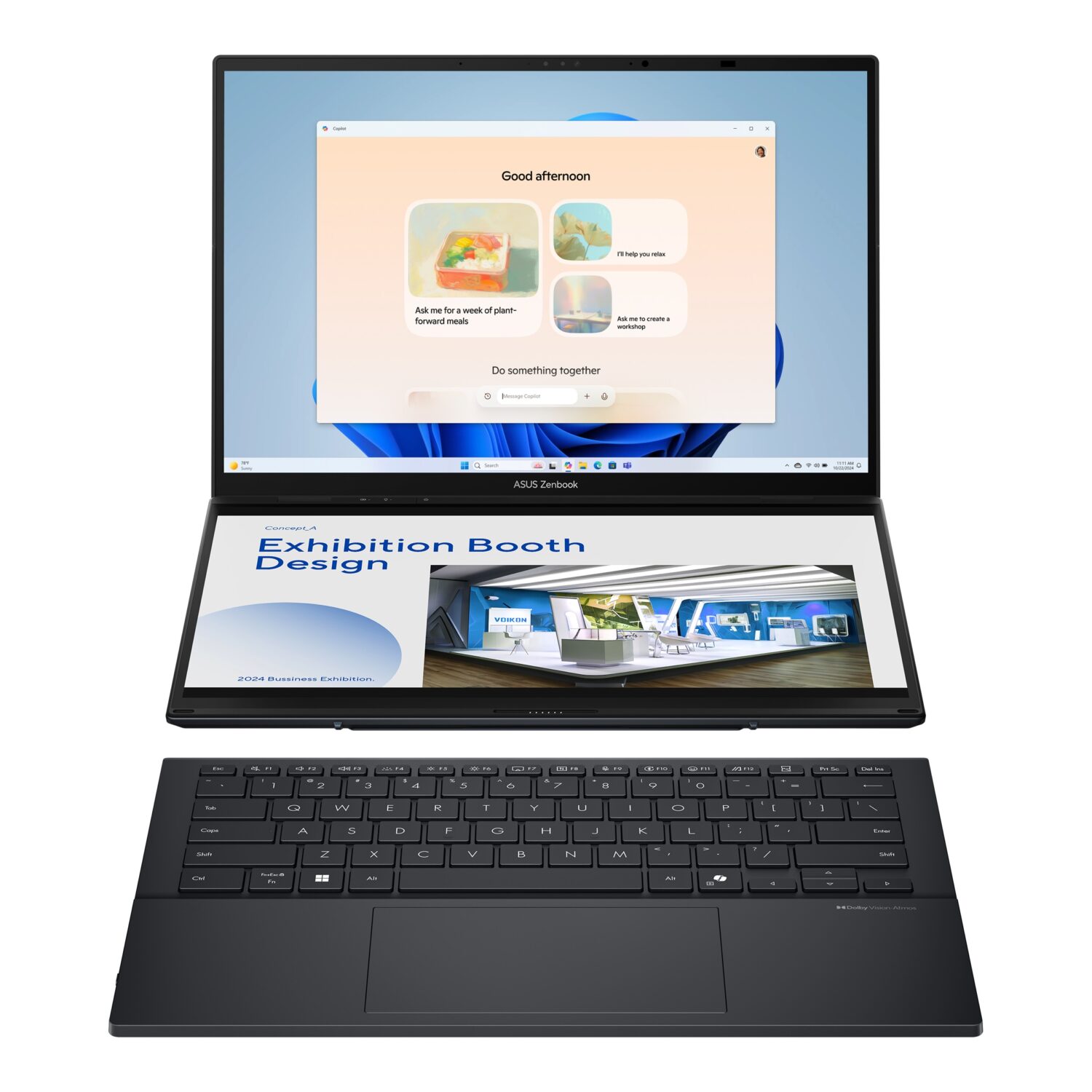 Asus | Zenbook | Duo UX8406CA-PZ009W | Basalt Gray | 14 " | OLED | Touchscreen | 3K | 2880 x 1800 pixels | Glossy | Intel Core Ultra 9 | 285H | 32 GB | LPDDR5X | Solid-state drive capacity 2000 GB | Intel Arc Graphics | Windows 11 Home | 802.11be | Bluetooth version 5.4 | Keyboard language English