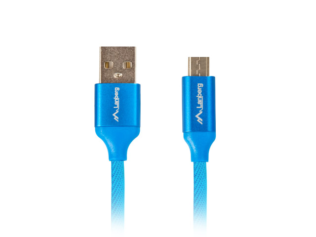 Lanberg USB Micro to USB-A 2.0 Cable Blue Premium QC 3.0, 1 m | CA-USBM-20CU-0010-BL | USB Micro to USB Type-A - Image 2
