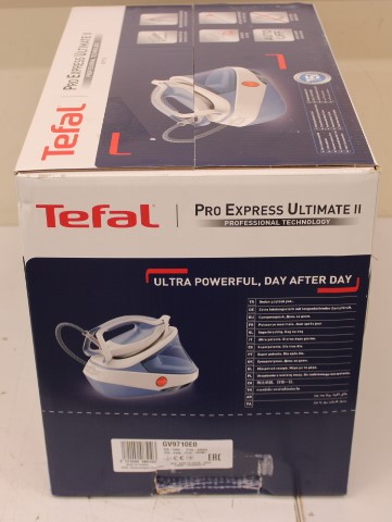 SALE OUT. | TEFAL | Steam Station Pro Express | GV9710E0 | 3000 W | 1.2 L | 7.6 bar | Auto power off | Vertical steam function | Calc-clean function | White/Blue | DAMAGED PACKAGING