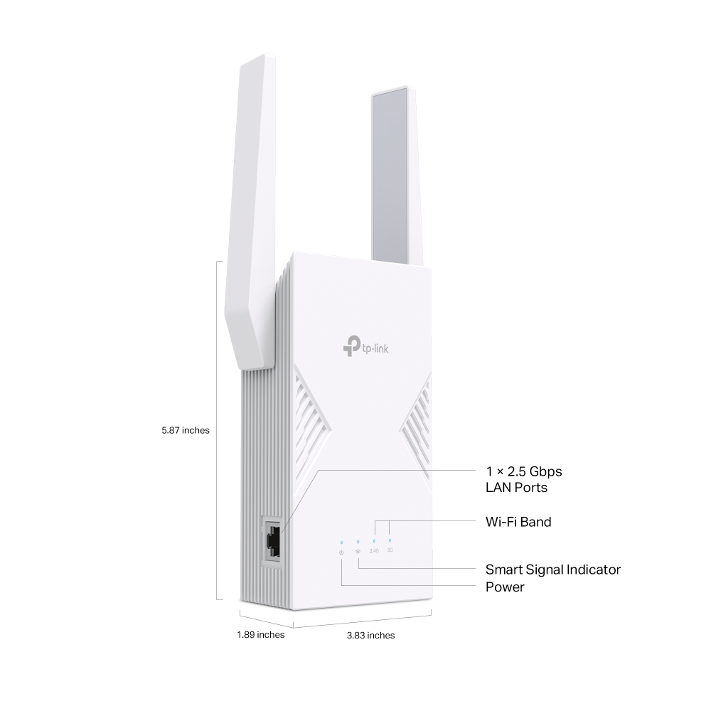 TP-LINK BE3600 Dual-Band Wi-Fi 7 Range Extender | RE235BE | 802.11ax | 688/2882 Mbit/s | Ethernet LAN (RJ-45) ports 1 | MU-MiMO No | no PoE | Antenna type External - Image 3