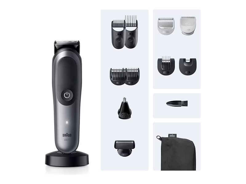 Braun 13in1 Grooming Kit | All-in-One Series 7 AIO7560 | Cordless | Number of length steps 14 | Black/Grey