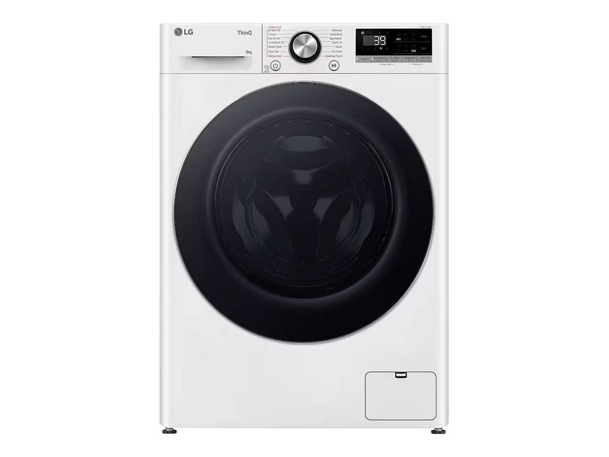LG Washing machine | F2WR708S3W | Energy efficiency class A | Front loading | Washing capacity 8 kg | 1200 RPM | Depth 48 cm | Width 60 cm | Display | LED | Steam function | Direct drive | Wi-Fi | White - Image 6