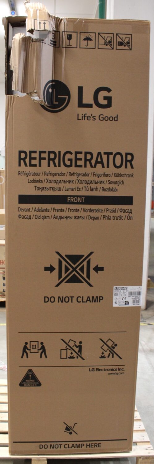 SALE OUT. LG GBV5240DSW Refrigerator, Free-standing, Bottom freezer, D, Height 2,03 m, Net fridge 277 L, Net freezer 110 L, White | LG Refrigerator | GBV5240DSW | Energy efficiency class D | Free standing | Combi | Height 203 cm | No Frost system | Fridge net capacity 277 L | Freezer net capacity 110 L | Display | 35 dB | White | DAMAGED PACKAGING
