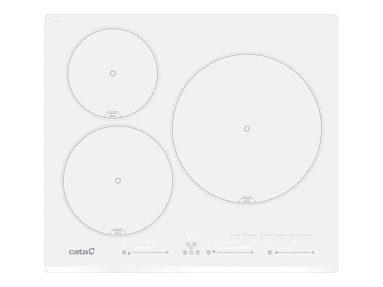 Cata INSB 6003 E2 WH Hob, Induction, Width 59cm, 3 cooking zones, Touch control, White | CATA