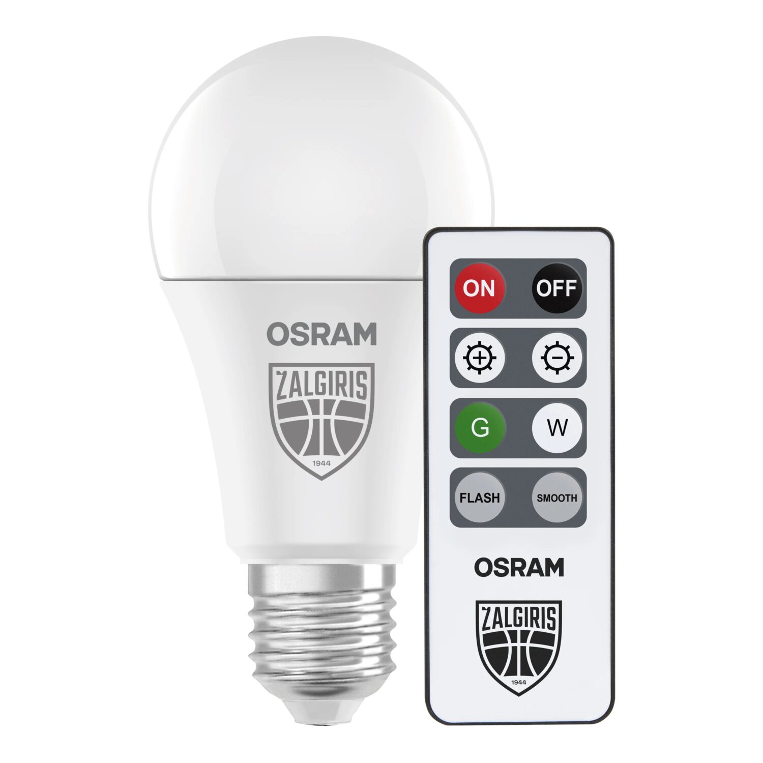 Osram Žalgiris Edition E27 1055lm LED Lamp with Remote | E27 | 9.5 W | 2700K warm white, green - Image 2