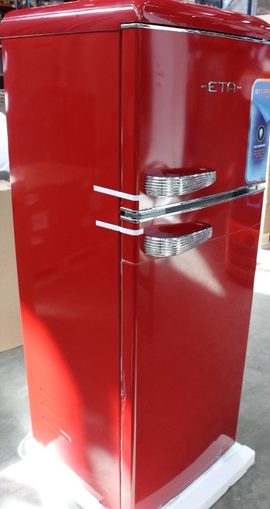 SALE OUT. ETA ETA253490030E Storio retro Refrigerator, E, Free standing, Combi, Height 148.2 cm, Net fridge 170 L, Net freezer 45 L, Red | ETA Refrigerator | ETA253490030E Storio retro | Energy efficiency class E | Free standing | Double Door | Height 148.2 cm | Fridge net capacity 170 L | Freezer net capacity 45 L | 44 dB | Red | DAMAGED PACKAGING, DENTS ON SIDE - Image 3