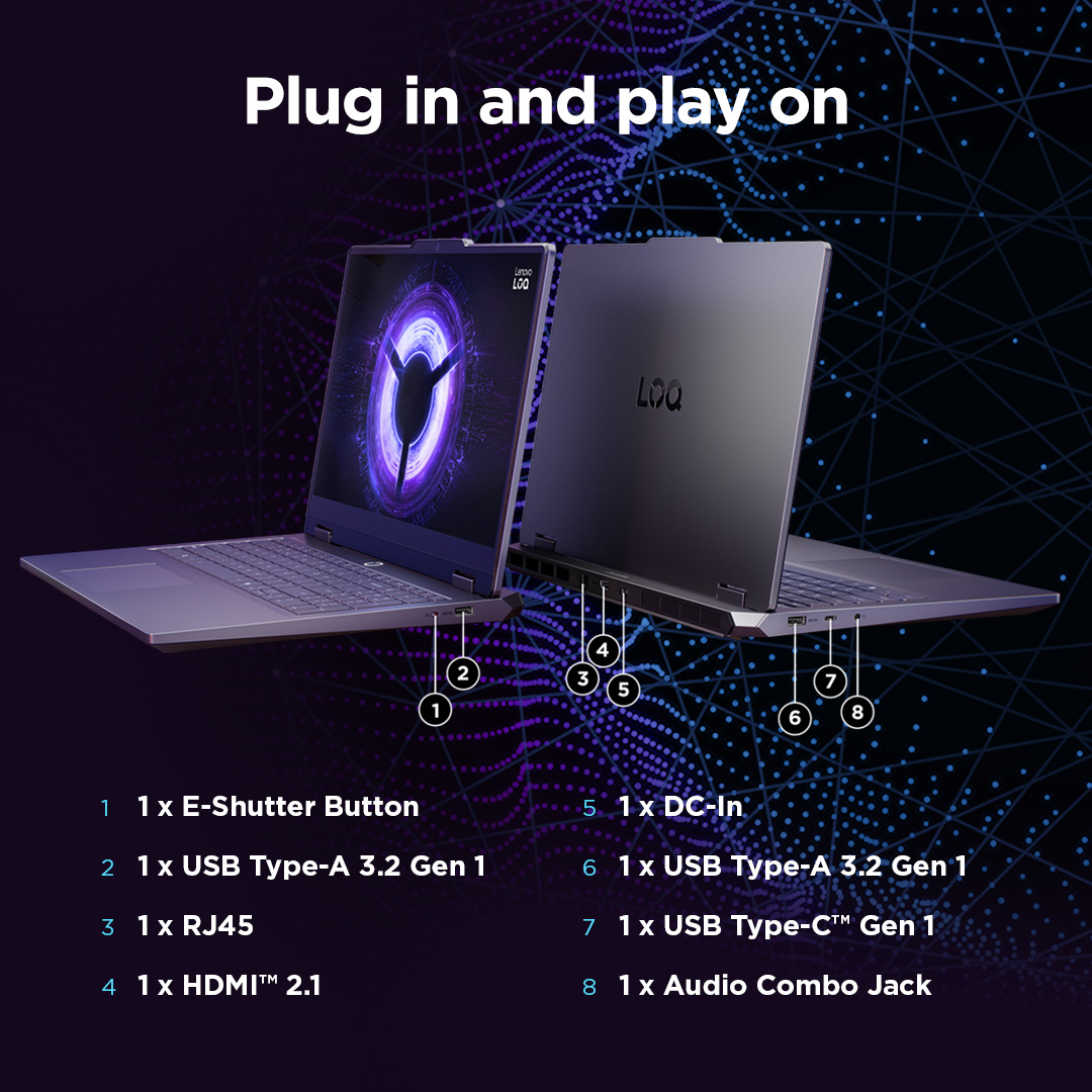 Lenovo LOQ 15IRX10 | Luna Grey | 15.6 " | IPS | FHD | 1920 x 1080 pixels | Anti-glare | Intel Core i5 | i5-13450HX | 16 GB | SO-DIMM DDR5 | Solid-state drive capacity 1000 GB | NVIDIA GeForce RTX 5060 | GDDR7 | 8 GB | Windows 11 Home | 802.11ax | Bluetooth version 5.2 | Keyboard language English | Keyboard backlit | Warranty 24 month(s) | Battery warranty 12 month(s) - Image 47