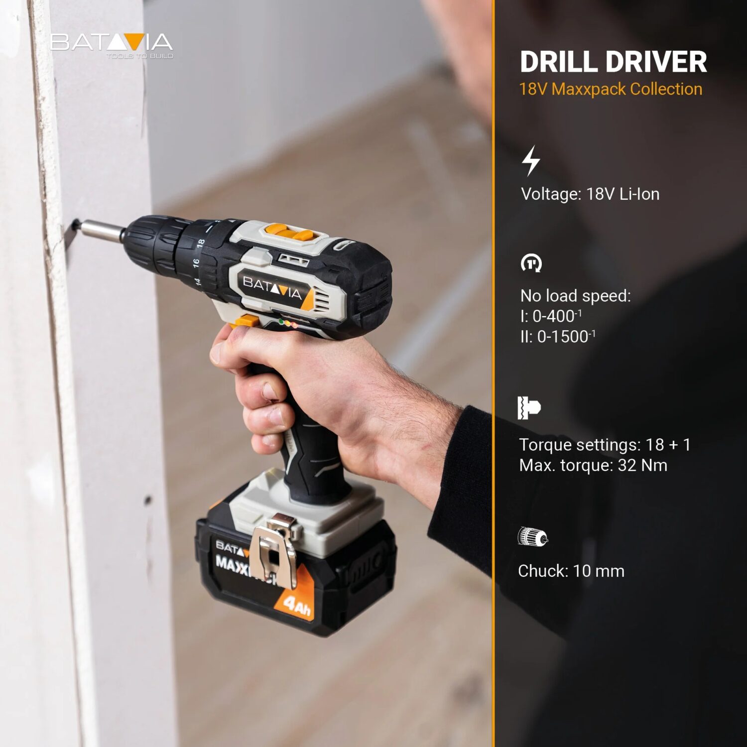 Batavia B.V. 18V Drill Driver - Without Battery and Charger in BMC - Image 5