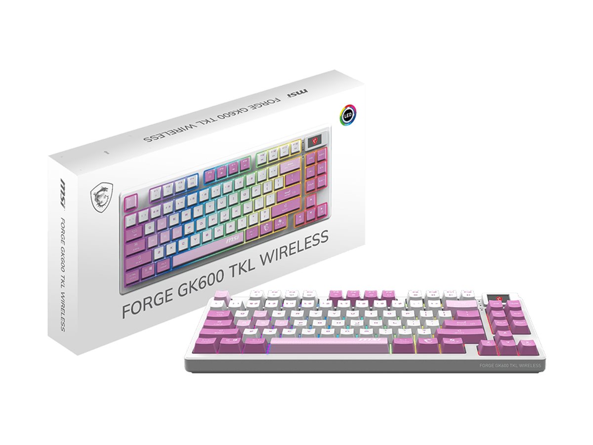 MSI FORGE GK600 TKL WIRELESS VIOLET | Gaming keyboard | Wireless | US | 2.4 GHz Wireless, Bluetooth, USB 2.0 | Mechanical Linear - Image 4