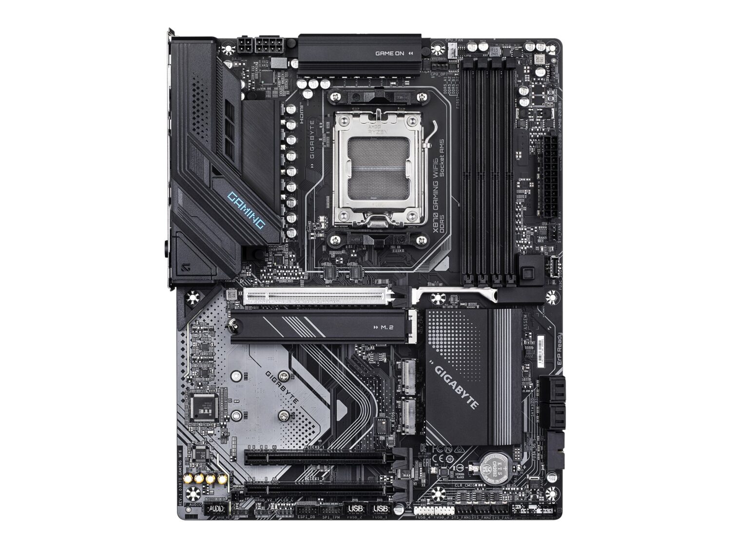 Gigabyte X870 GAMING WF6 | Processor family AMD | Processor socket AM5 | DDR5 | Supported hard disk drive interfaces M.2, SATA | Number of SATA connectors 4