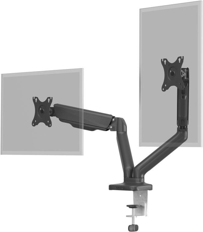 Goobay Desk Mount | Double Monitor Mount with Gas Spring | Swivel, Tilt, Rotation | 17-32 " | Maximum weight (capacity) 9 kg | Black - Image 7