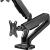 Goobay Desk Mount | Double Monitor Mount with Gas Spring | Swivel, Tilt, Rotation | 17-32 " | Maximum weight (capacity) 9 kg | Black
