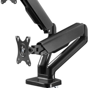 Goobay Desk Mount | Double Monitor Mount with Gas Spring | Swivel, Tilt, Rotation | 17-32 " | Maximum weight (capacity) 9 kg | Black