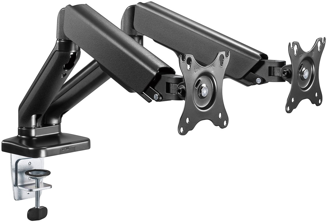 Goobay Desk Mount | Double Monitor Mount with Gas Spring | Swivel, Tilt, Rotation | 17-32 " | Maximum weight (capacity) 9 kg | Black - Image 4