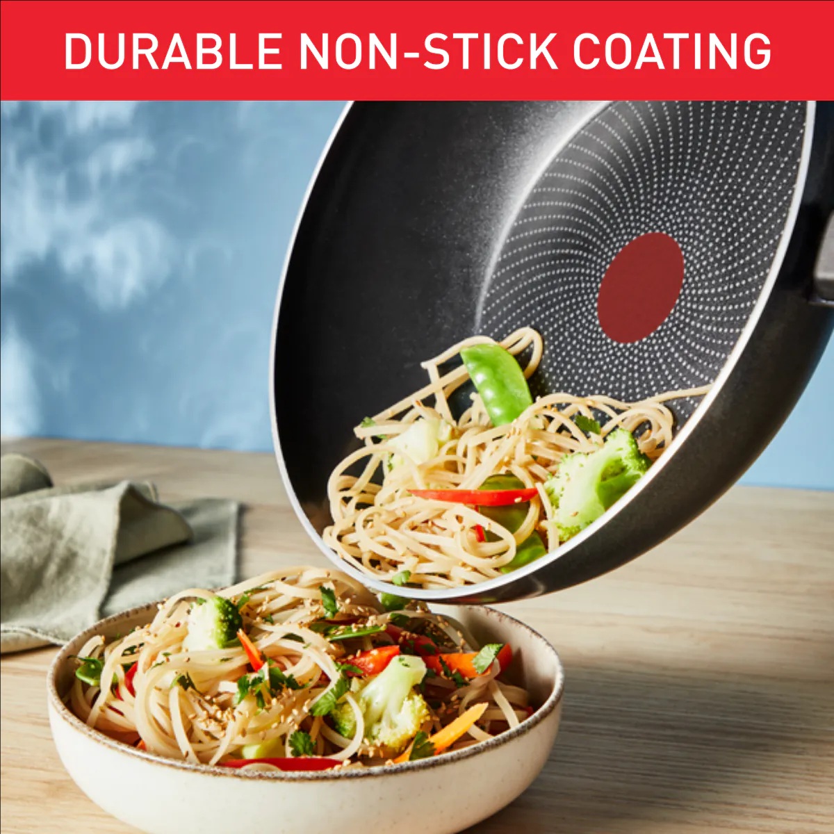 TEFAL Pan | H0561942 | Wok | Diameter 28 cm | Suitable for induction hob | Fixed handle | Black - Image 2