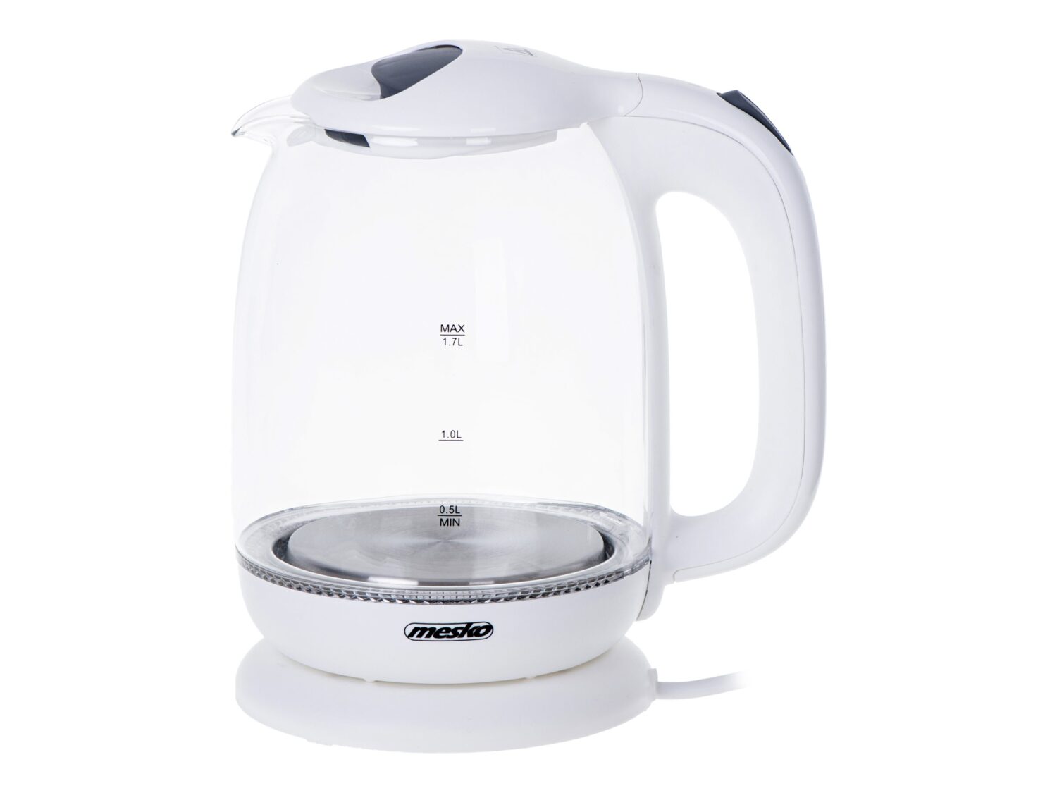 Mesko | Kettle | MS 1302w | Electric | 2200 W | 1.7 L | Glass | 360° rotational base | White - Image 7