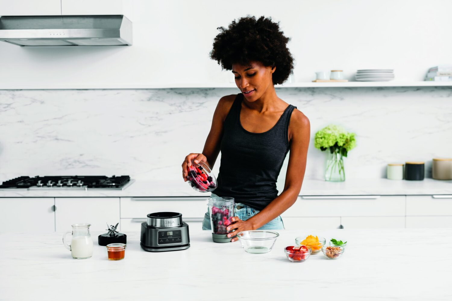 NINJA | Blender 2-in-1 with Smart Torque and Auto-iQ | CB100EU | Tabletop | 1100 W | Jar material Plastic | Jar capacity 0.7 L | Ice crushing | Silver - Image 2