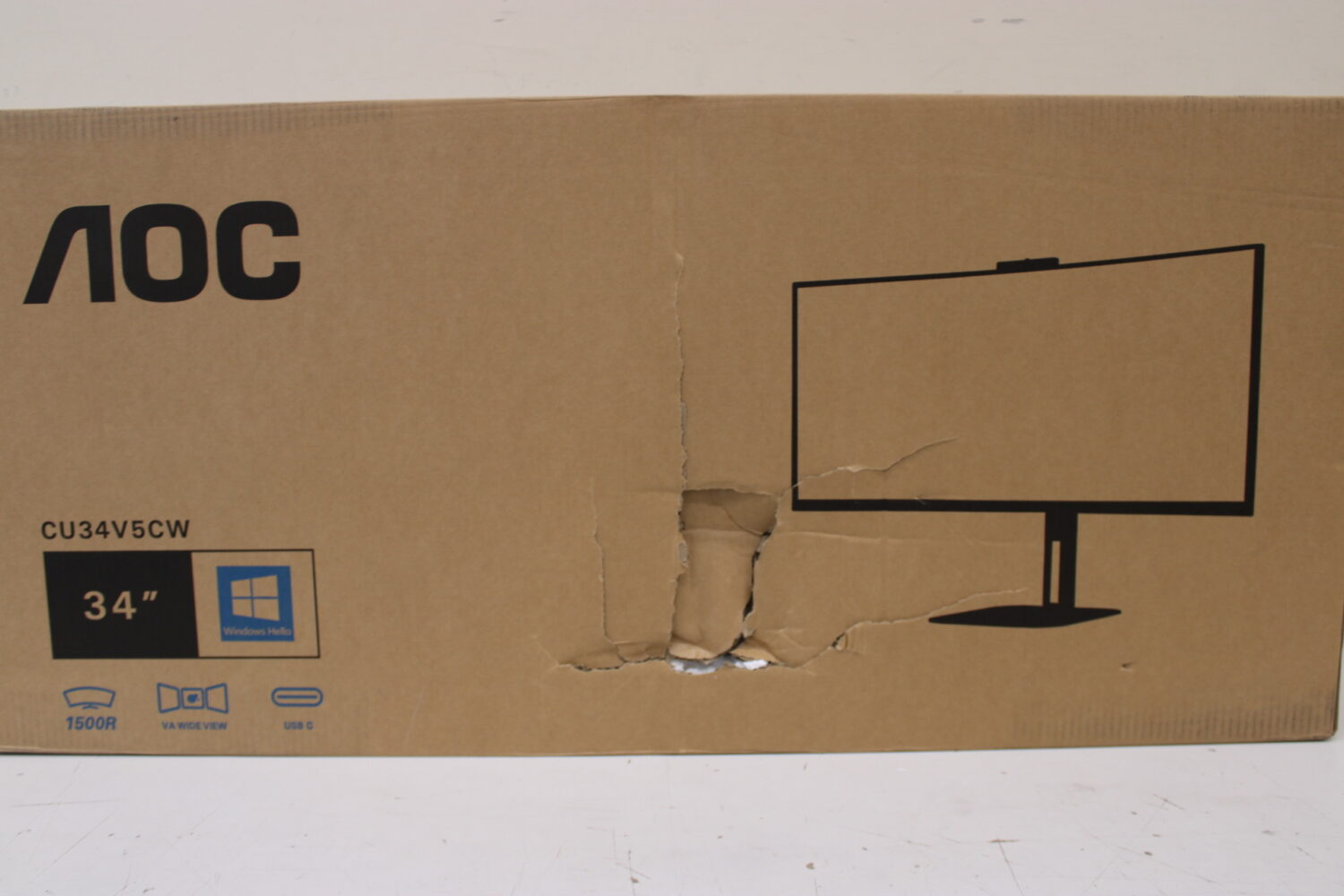 SALE OUT. | AOC | CU34V5CW/BK | 34 " | VA | 21:9 | 100 Hz | 4 ms | 3440 x 1440 pixels | HDMI ports quantity 1 | Warranty 36 month(s) | DAMAGED PACKAGING - Image 3
