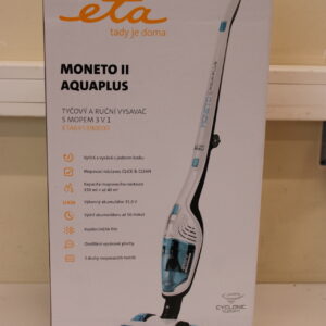 SALE OUT. ETA ETA645390000 Moneto II Aqua Plus Vacuum Cleaner, Handstick, Cordless, Operating time 50 min, White/Blue | ETA Vacuum Cleaner | ETA645390000 Moneto II Aqua Plus | Cordless operating | Handstick 3in1 | Washing function | N/A W | 21.6 V | Operating time (max) 50 min | White/Blue | Warranty 24 month(s) | DAMAGED PACKAGING