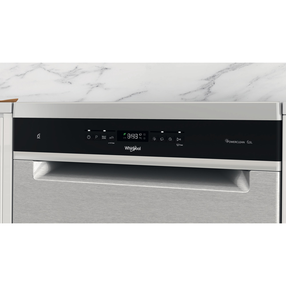 Whirlpool Dishwasher | WFO 3T133 P 6.5 X | Freestanding | Width 60 cm | Number of place settings 14 | Number of programs 10 | Energy efficiency class D | Display | Stainless steel - Image 7