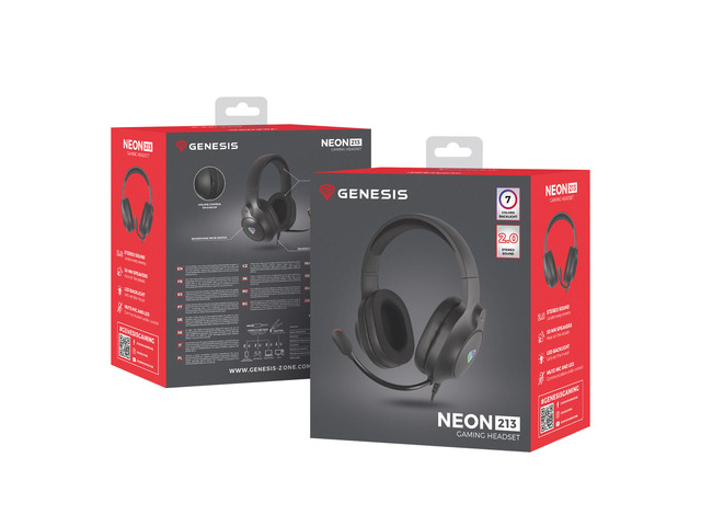 Genesis Gaming Headset | Neon 213 RGB | Wired | Over-Ear | Microphone | Black