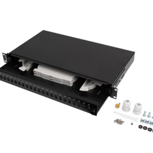 Lanberg Rackmount 19" 1U Fiber Patch panel 24xSC Simplex/24XLC Duplex Black with Accessories | FOP1-24SS-LDB