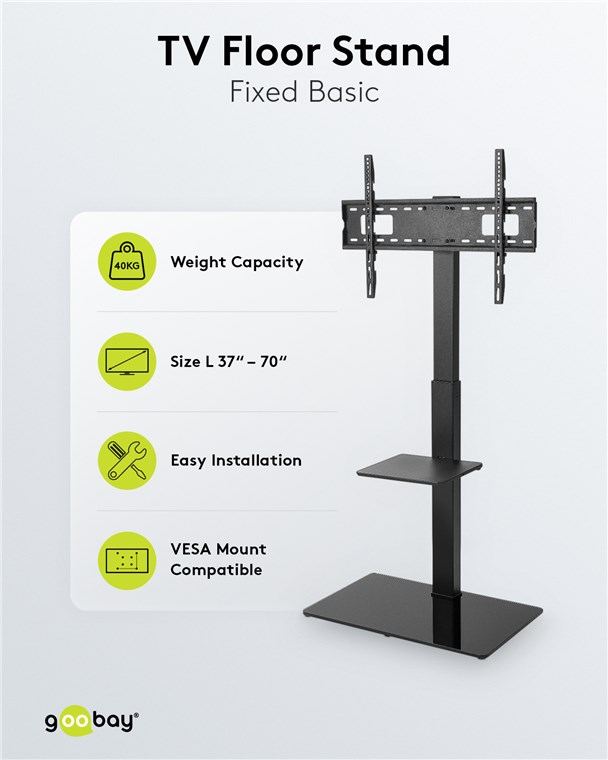 Goobay Floor stand | TV Floor Stand Basic, Size L | Swivel | 37-70 " | Maximum weight (capacity) 40 kg | Black - Image 8