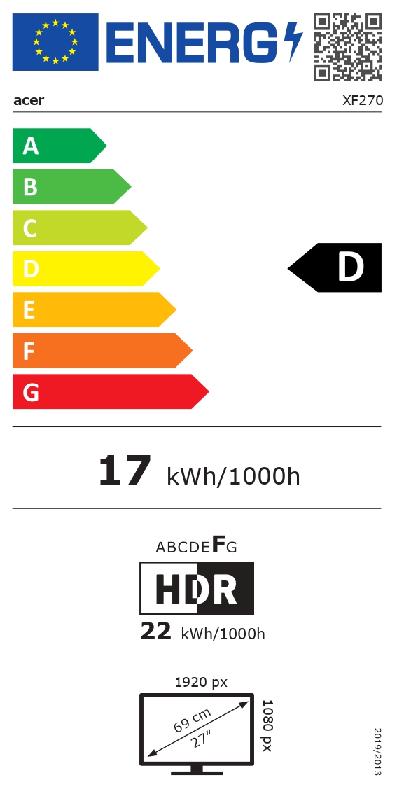 Acer XF270 X1biiph | 27 " | IPS | 16:9 | 200 Hz | 4 ms | 1920 x 1080 pixels | 250 cd/m² | HDMI ports quantity 2 | Black
