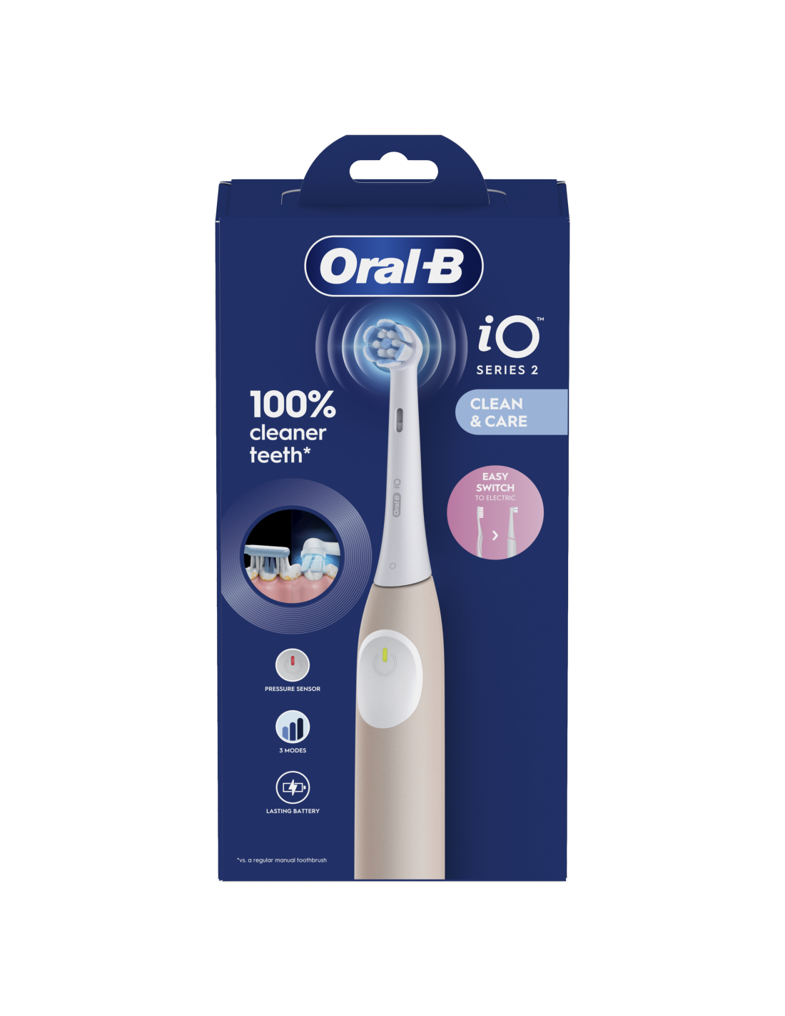 Oral-B Electric Toothbrush | iO2 | Rechargeable | For adults | Number of brush heads included 1 | Number of teeth brushing modes 3 | Calm Pink