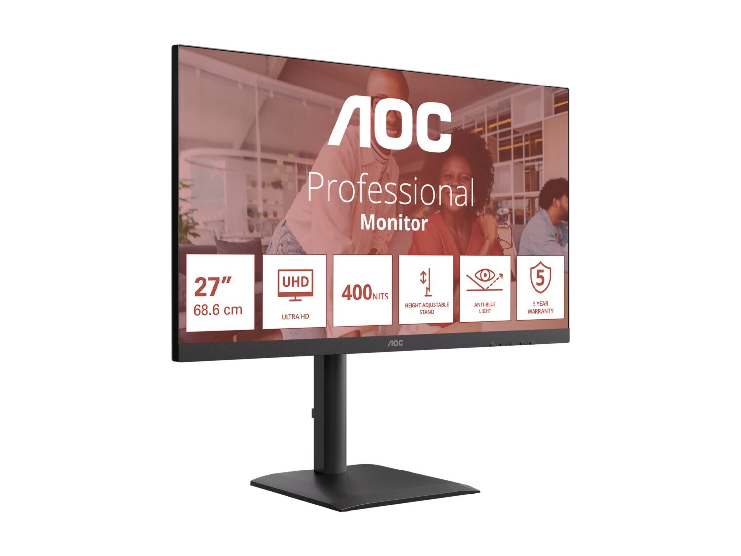 AOC U27E4CV | 27 " | IPS | UHD | 16:9 | 60 Hz | 4 ms | 3840 x 2160 pixels | 400 cd/m² | HDMI ports quantity 2 | Black - Image 37
