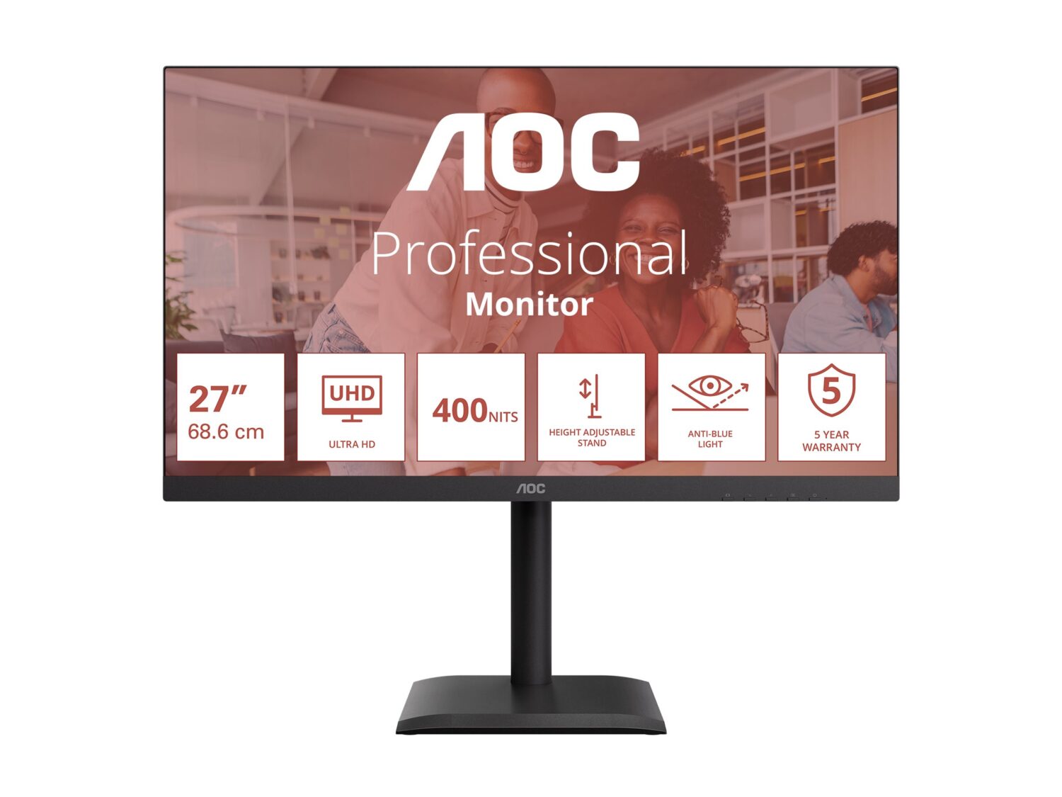 AOC U27E4CV | 27 " | IPS | UHD | 16:9 | 60 Hz | 4 ms | 3840 x 2160 pixels | 400 cd/m² | HDMI ports quantity 2 | Black - Image 31