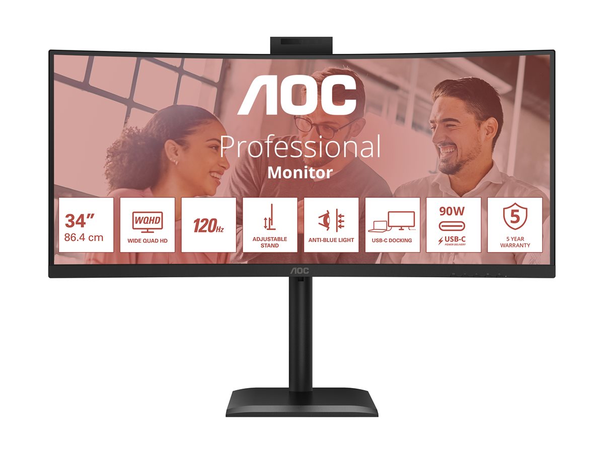 AOC CU34E4CW | 34 " | VA | UWQHD | 120 Hz | 4 ms | 3440 x 1440 pixels | 350 cd/m² | HDMI ports quantity 2 | Black - Image 22