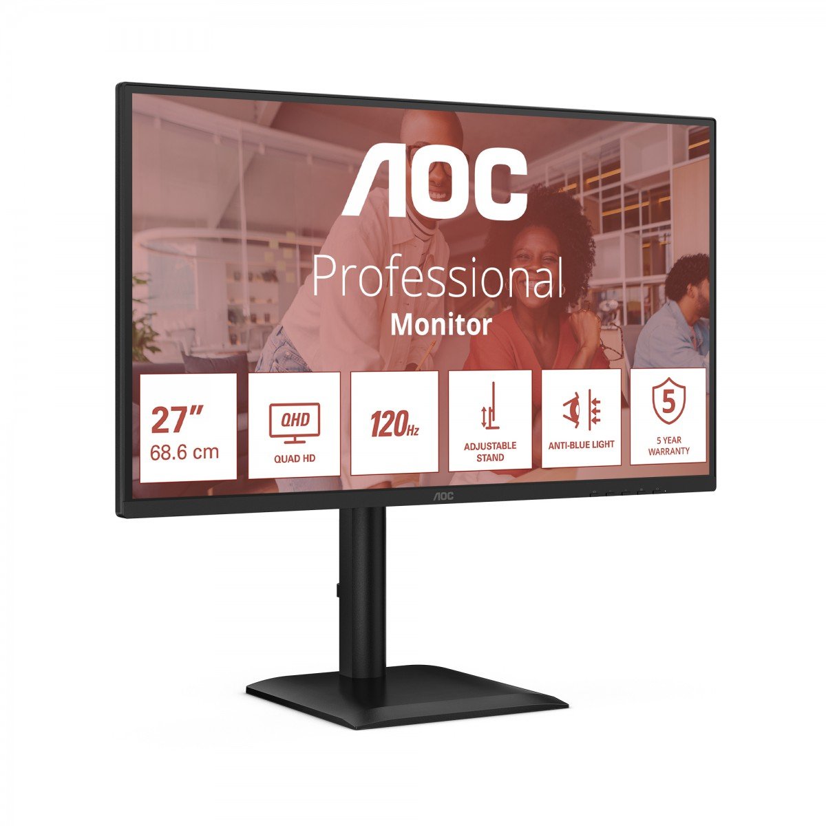 AOC Q27E4CV | 27 " | IPS | QHD | 16:9 | 120 Hz | 4 ms | 2560 x 1440 pixels | 350 cd/m² | HDMI ports quantity 1 | Black