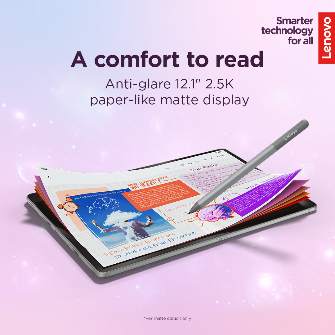 Lenovo Idea Tab Plus 12.1 2.5K MediaTek Dimensity 6400/12GB/256GB/ARM Mali-G57/Android 15/Luna Grey/5G/2Y Warranty | Lenovo Idea Tab Plus 5G LTE (w/o power adapter) | ZAGF0156SE | 12.1 " | Luna Grey | IPS | 2560x1600 pixels | MediaTek | MediaTek Dimensity 6400 | 12 GB | Soldered LPDDR4x | 256 GB | 3G | 4G | 5G | Wi-Fi | Front camera | 13 MP | Rear camera | 8 MP | Bluetooth | 5.2 | Android | 15 (OS upgrades until Android 17 and 4 years security patches) | Warranty 24 month(s) | Lenovo Tab Pen, USB-A to USB-C cable, Manual - Image 15