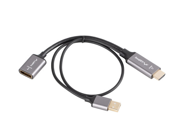 Lanberg HDMI (M) to Displayport (F) Adapter 4K on cable 20cm, Silver | AD-HD-DP-02 - Image 2