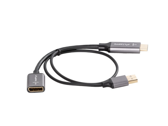 Lanberg HDMI (M) to Displayport (F) Adapter 4K on cable 20cm, Silver | AD-HD-DP-02 - Image 3