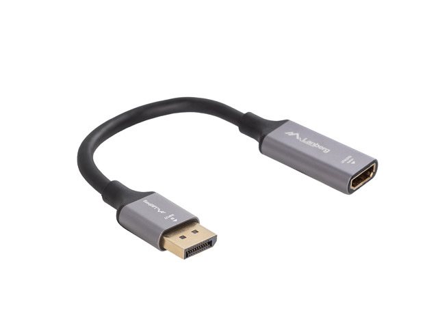 Lanberg Displayport (M) to HDMI (F) Adapter 8K on cable 20cm, Silver | AD-DP-HD-04 - Image 2