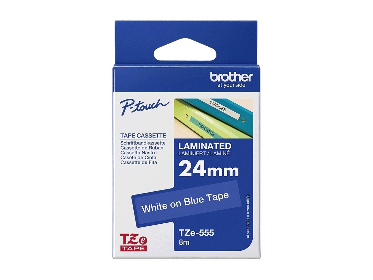 Brother | TZe-555 Laminated tape | White On Blue | TZe | 8 m | 2.4 cm - Image 11