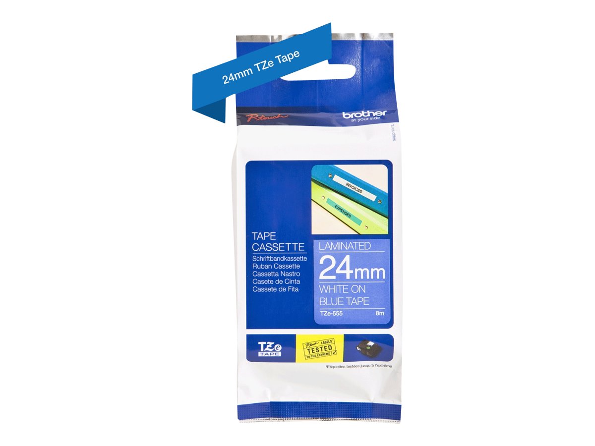 Brother | TZe-555 Laminated tape | White On Blue | TZe | 8 m | 2.4 cm - Image 7