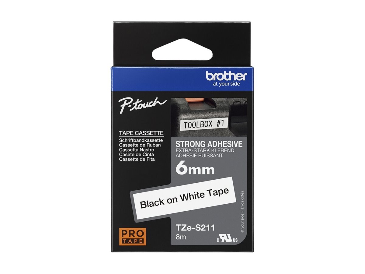 Brother | TZe-S211 Strong Adhesive Laminated Tape | Black on White | TZe | 8 m | 6 cm - Image 13