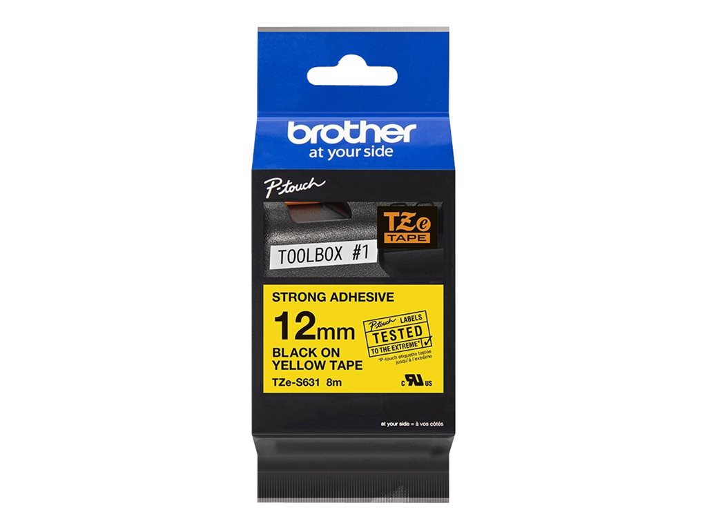 Brother | TZe-S631 Strong Adhesive Laminated Tape | Black on Yellow | TZe | 8 m | 1.2 cm - Image 10