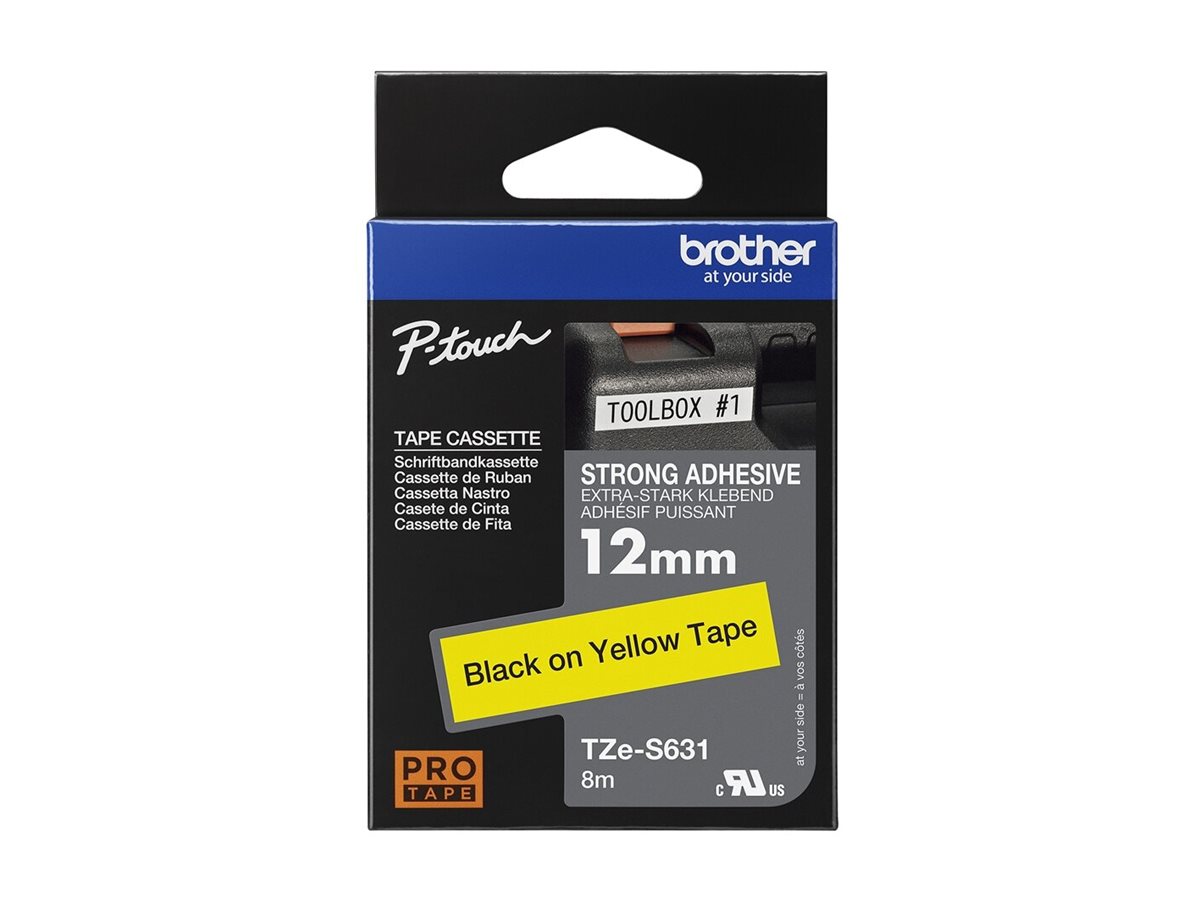 Brother | TZe-S631 Strong Adhesive Laminated Tape | Black on Yellow | TZe | 8 m | 1.2 cm - Image 9
