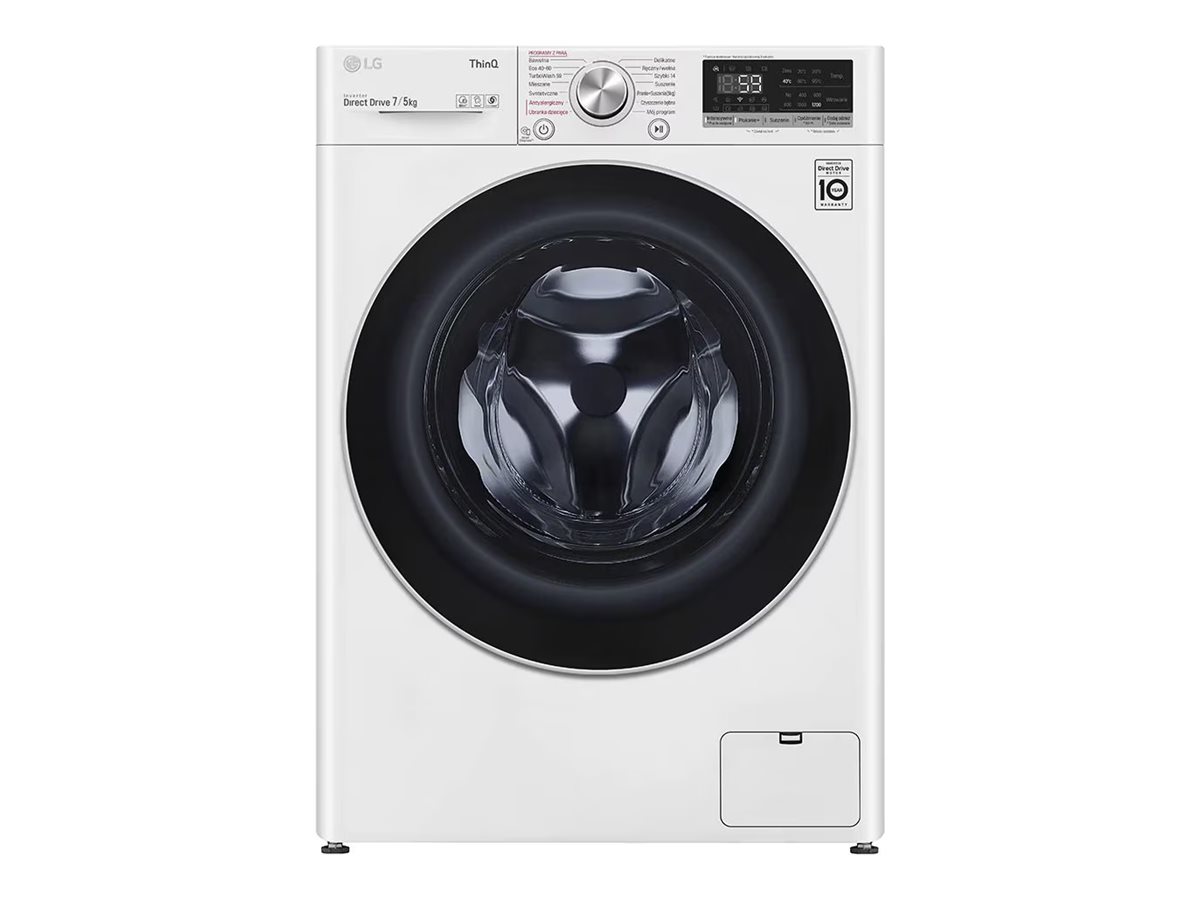 LG | Washing Machine With Dryer | F2DV5S7S1E | Energy efficiency class D | Front loading | Washing capacity 7 kg | 1200 RPM | Depth 46 cm | Width 60 cm | Display | LED | Drying system | Drying capacity 5 kg | Steam function | Direct drive | Wi-Fi | White - Image 5