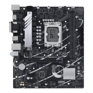 Asus | PRIME B760M-K D4 | Processor family Intel | Processor socket  LGA1700 | DDR4 DIMM | Memory slots 2 | Supported hard disk drive interfaces 	SATA, M.2 | Number of SATA connectors 4 | Chipset  Intel B760 | mATX