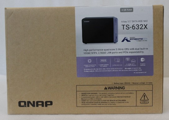 QNAP | Cost-effective 6-bay 10GbE NAS | TS-632X-4G | Alpine | AL524 | Processor frequency 2 GHz | 4 GB | DDR4 SODIMM | 120W adapter (12VDC), 100-240VAC | UNPACKED