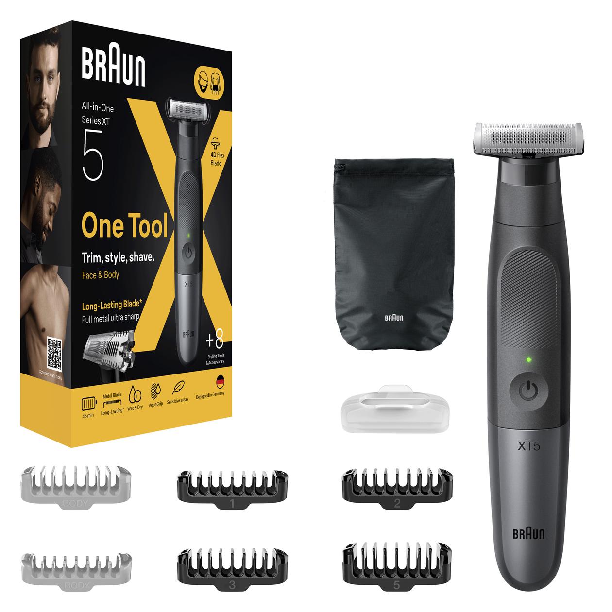 Braun | Face and Body Hair trimmer | XT5200 Series X | Cordless | Wet & Dry | Black/Silver - Image 2
